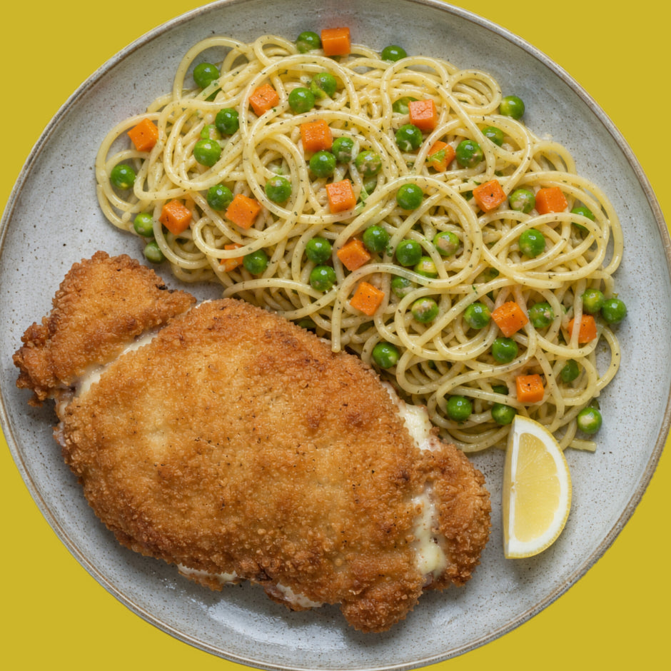 Cordon Bleu mit Gemüsenudeln