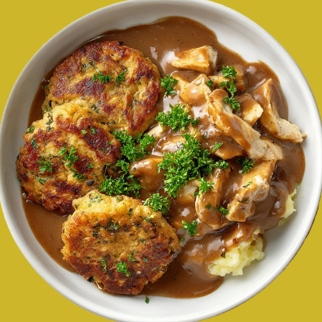 Galettes de légumes avec jus de poulet