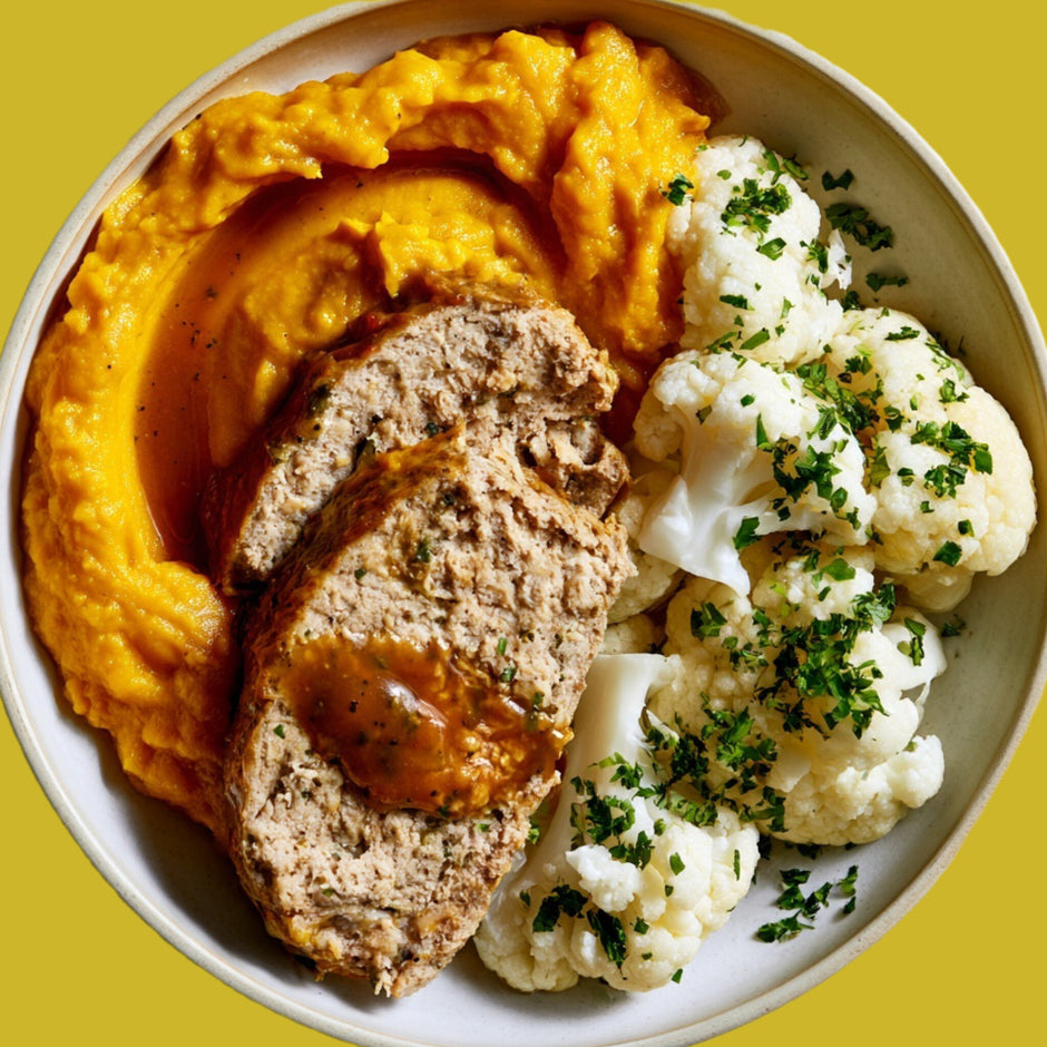 Hackbraten mit Kürbispüree