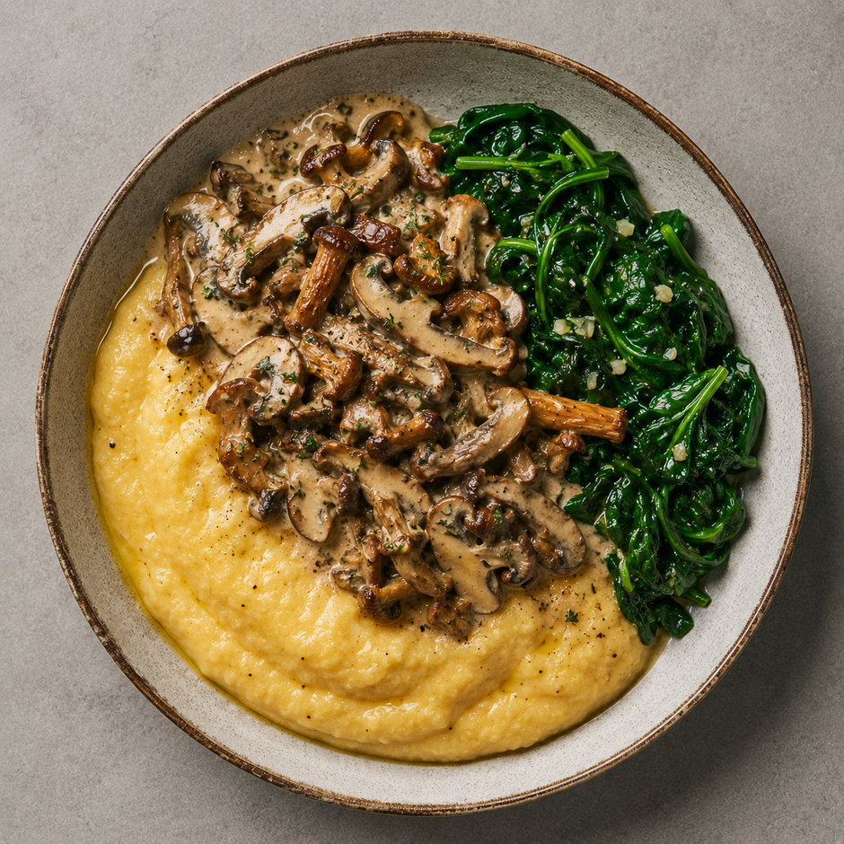 Polenta an Waldpilzragout