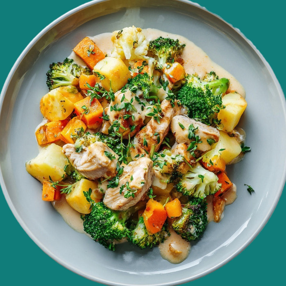 Poulet Süsskartofelgemüsepfanne