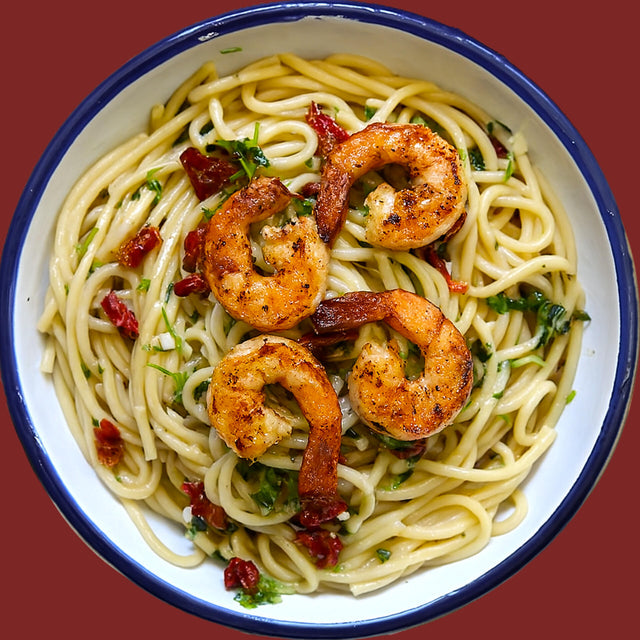 Spaghetti Aglio Olio aux crevettes