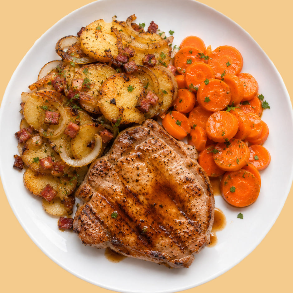 Steak Lyonerkartoffeln