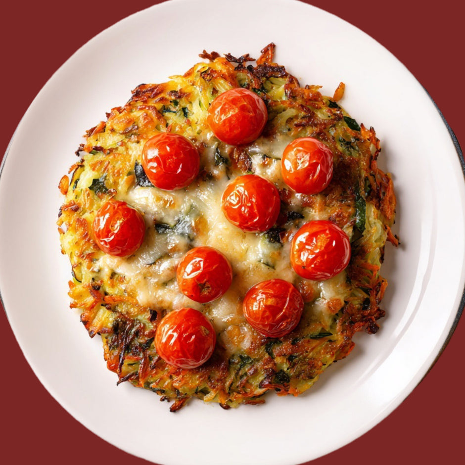 Baked vegetable rösti with cheese