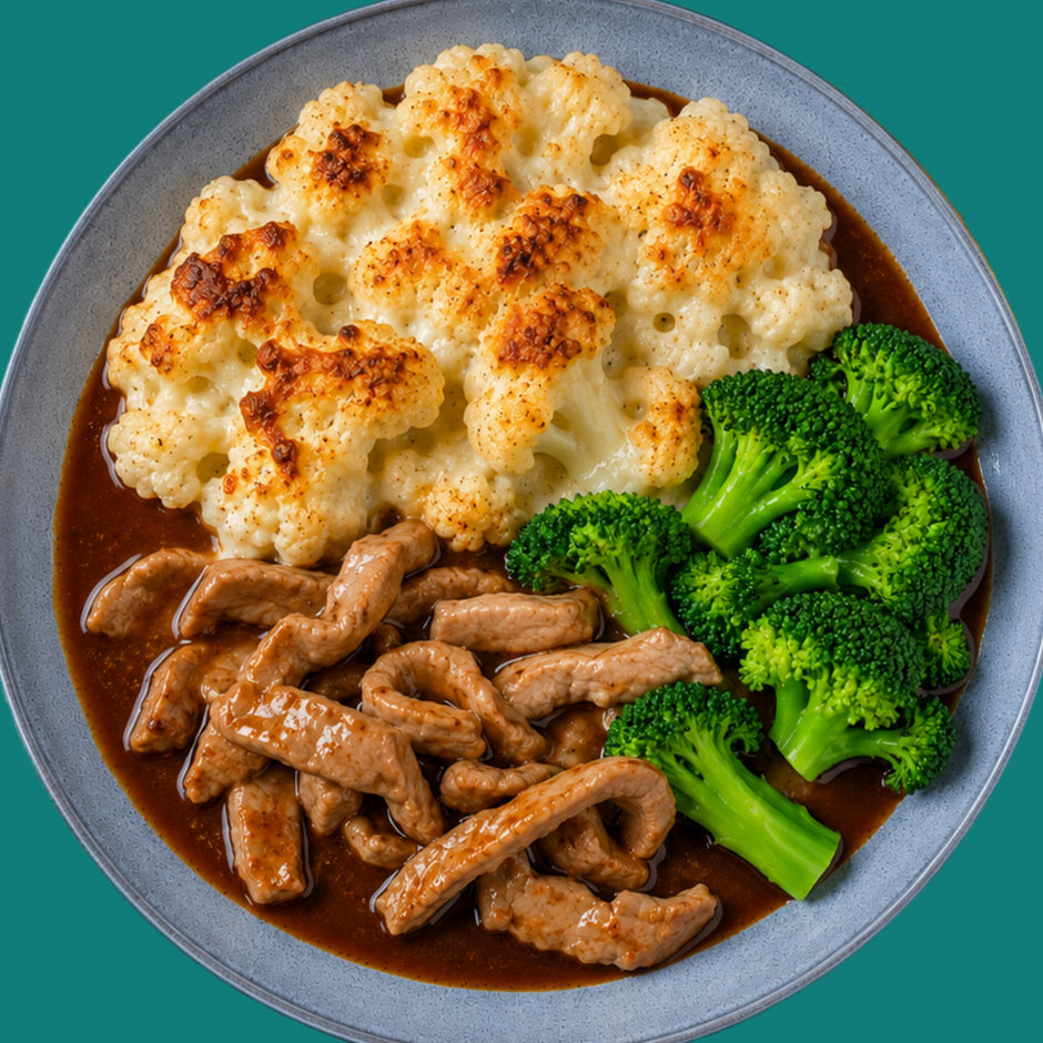 Geschnetzeltes an Blumenkohlgratin