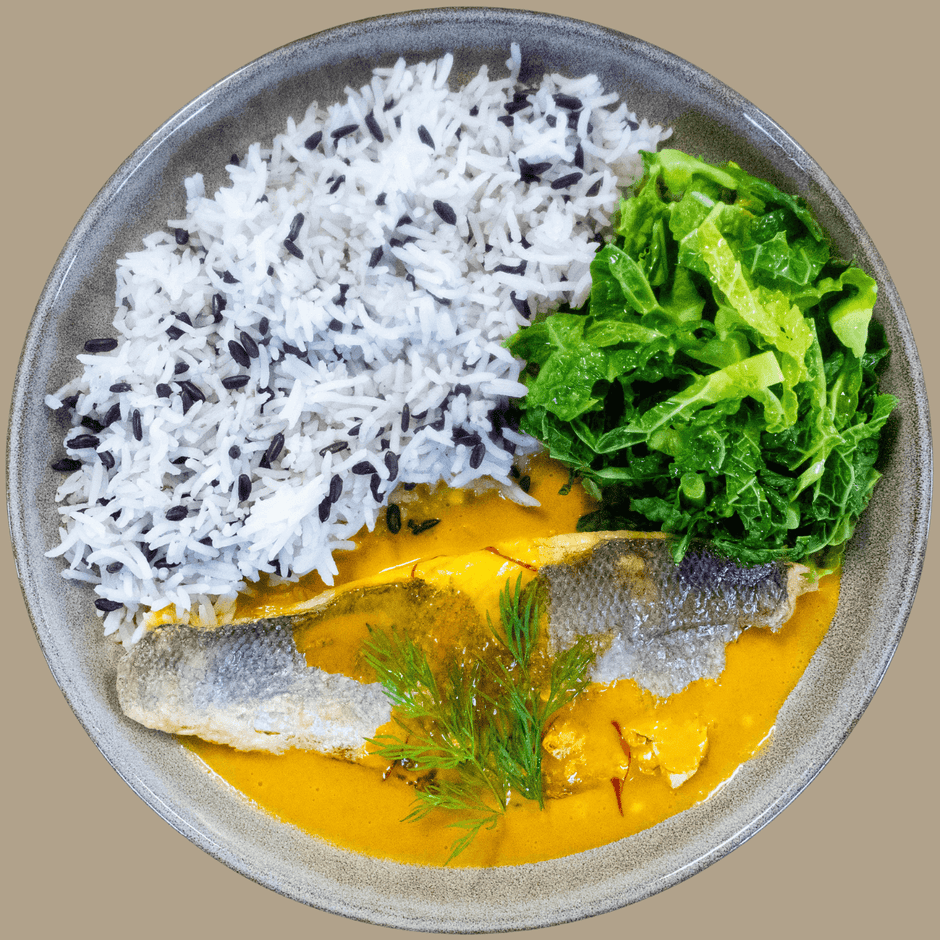 Wolfsbarsch mit Safransauce