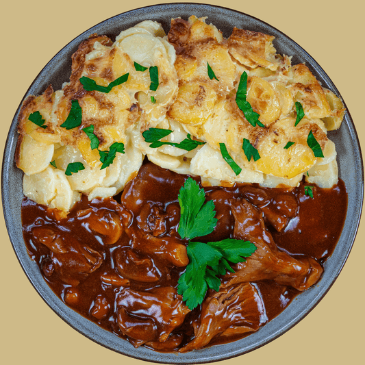 Kartoffelgratin an Pilzragout - Eat Unique